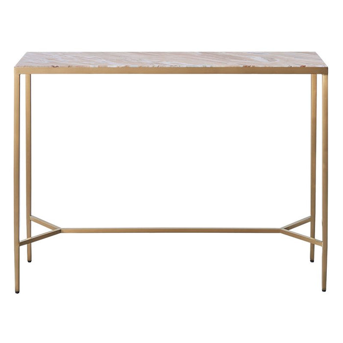 Chloe Pink Marble Console Table - Large Gold, 110cm