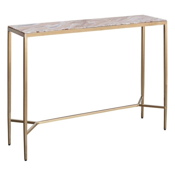 Chloe Pink Marble Console Table - Large Gold, 110cm