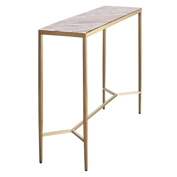 Chloe Pink Marble Console Table - Large Gold, 110cm