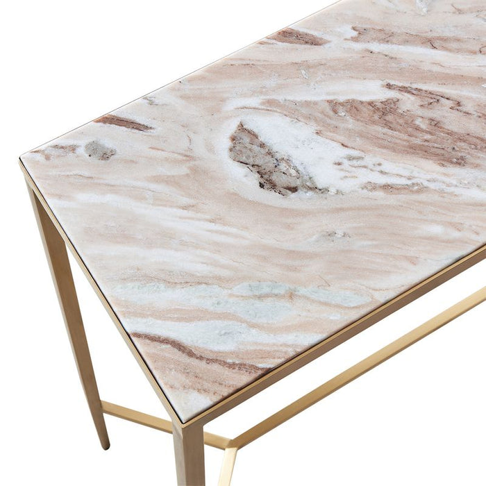 Chloe Pink Marble Console Table - Large Gold, 110cm
