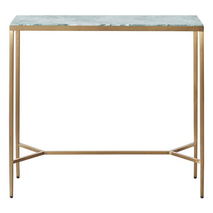 Chloe Dusty Jade Marble Console Table - Small Gold, 90cm