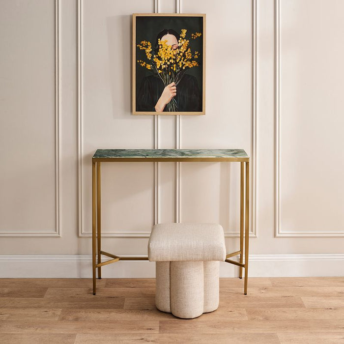 Chloe Dusty Jade Marble Console Table - Small Gold, 90cm