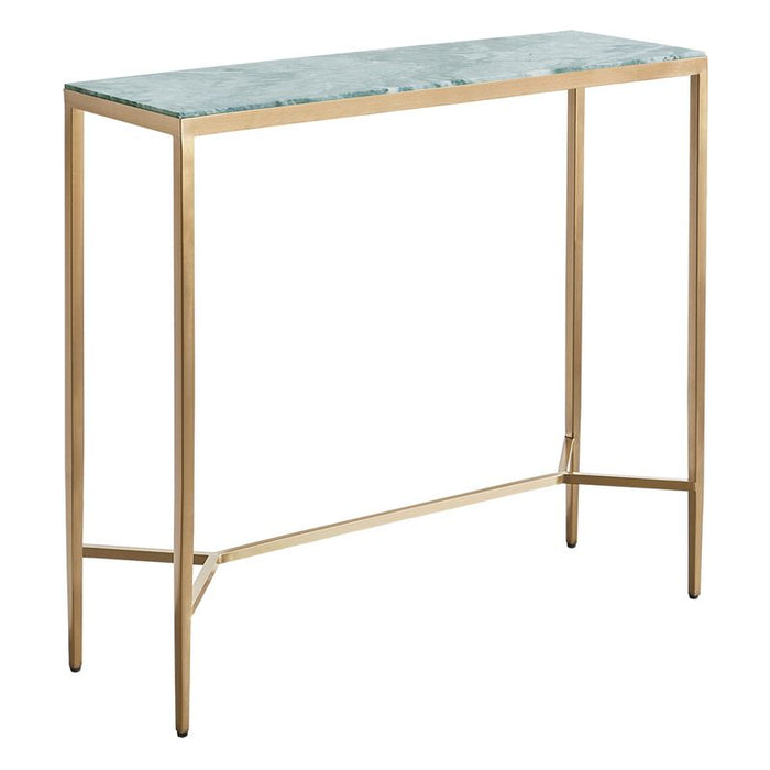 Chloe Dusty Jade Marble Console Table - Small Gold, 90cm