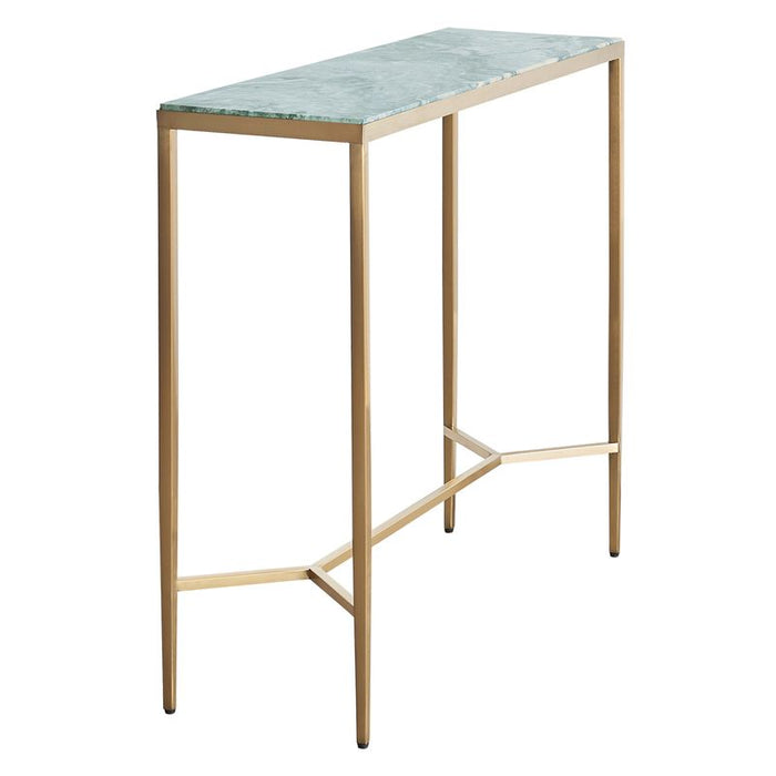 Chloe Dusty Jade Marble Console Table - Small Gold, 90cm