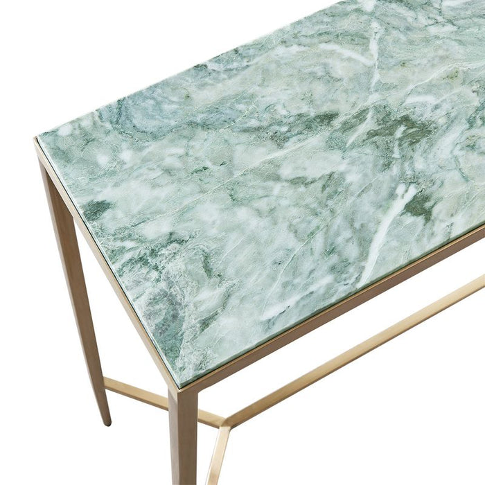 Chloe Dusty Jade Marble Console Table - Small Gold, 90cm