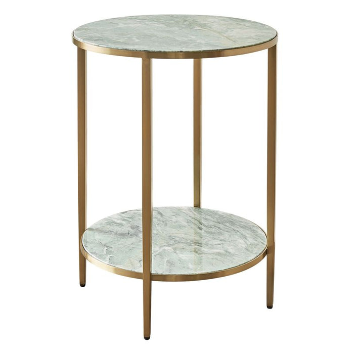Chloe Dusty Jade Marble Side Table - Gold, 50cm