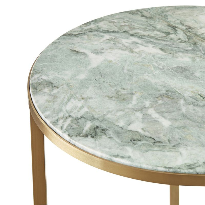 Chloe Dusty Jade Marble Side Table - Gold, 50cm
