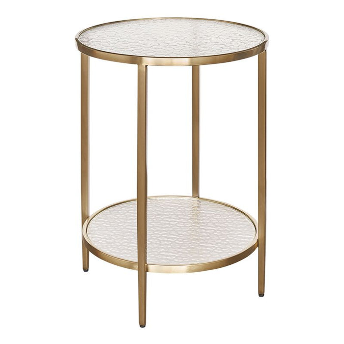 Chloe Rippled Glass Side Table - Gold, 50cm