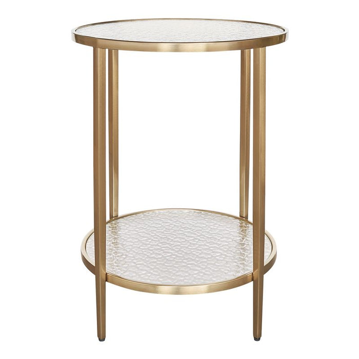 Chloe Rippled Glass Side Table - Gold, 50cm