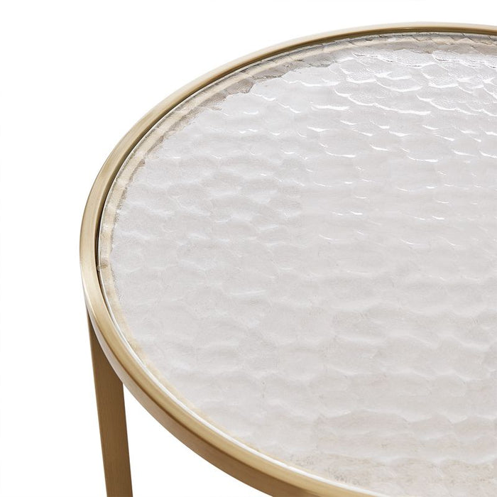 Chloe Rippled Glass Side Table - Gold, 50cm