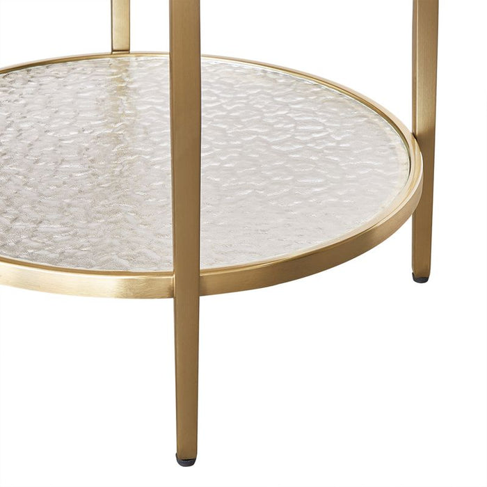 Chloe Rippled Glass Side Table - Gold, 50cm