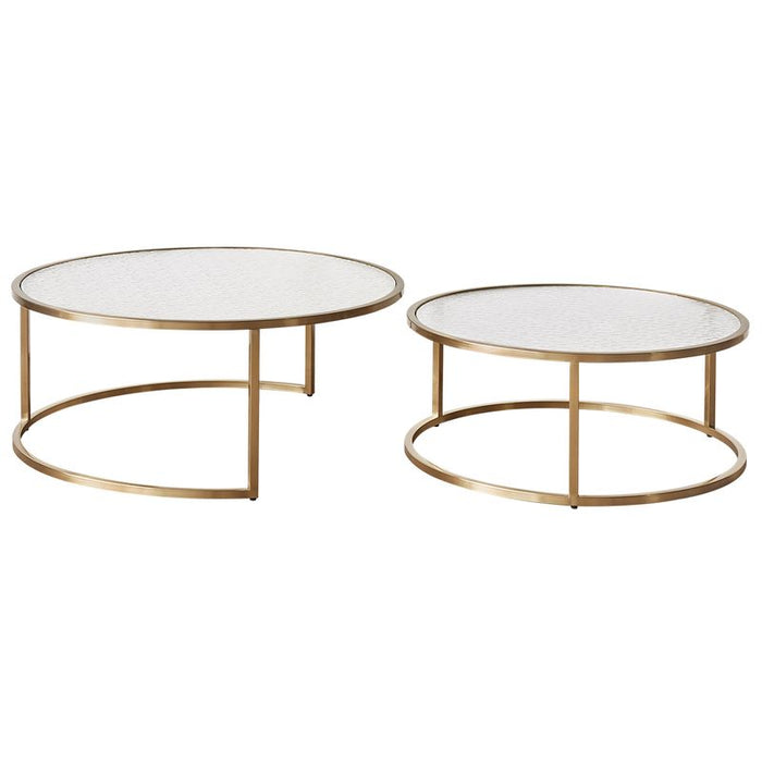 Chloe Rippled Glass Nesting Coffee Table - Gold, 95cm