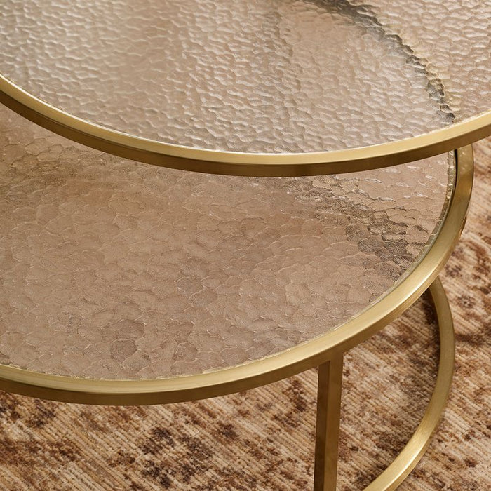 Chloe Rippled Glass Nesting Coffee Table - Gold, 95cm
