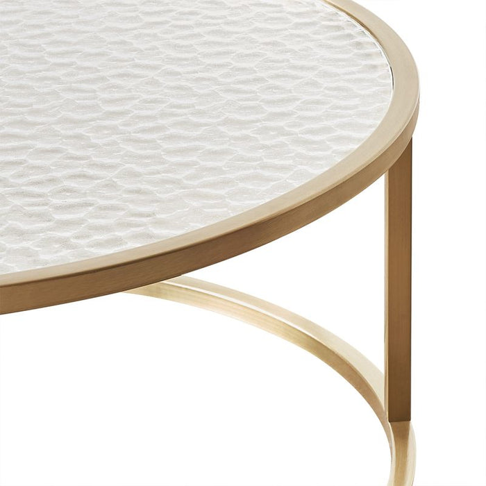 Chloe Rippled Glass Nesting Coffee Table - Gold, 95cm