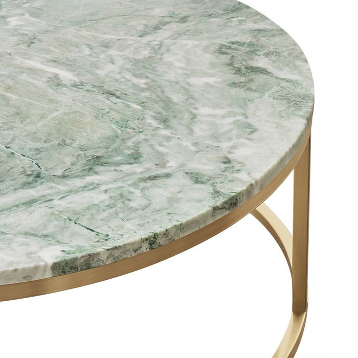 Chloe Dusty Jade Marble Nesting Coffee Table - Gold, 95cm