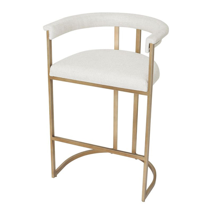 Dino Kitchen Stool with Upholstered Arms - Natural Linen, 88cm H