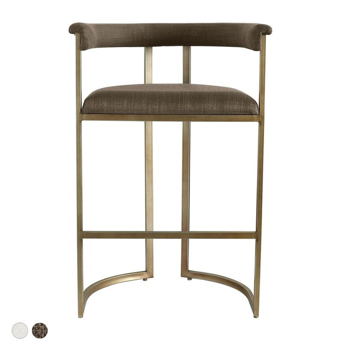 Dino Kitchen Stool with Upholstered Arms - Chocolate Linen, 88cm H