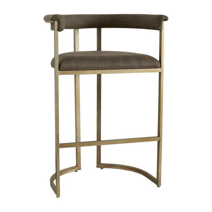 Dino Kitchen Stool with Upholstered Arms - Chocolate Linen, 88cm H