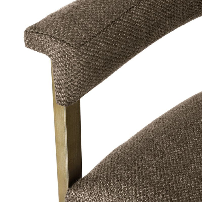 Dino Kitchen Stool with Upholstered Arms - Chocolate Linen, 88cm H