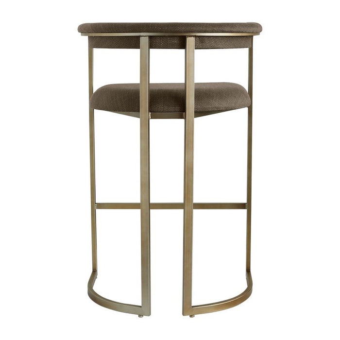 Dino Kitchen Stool with Upholstered Arms - Chocolate Linen, 88cm H