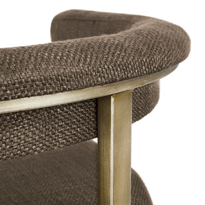 Dino Kitchen Stool with Upholstered Arms - Chocolate Linen, 88cm H