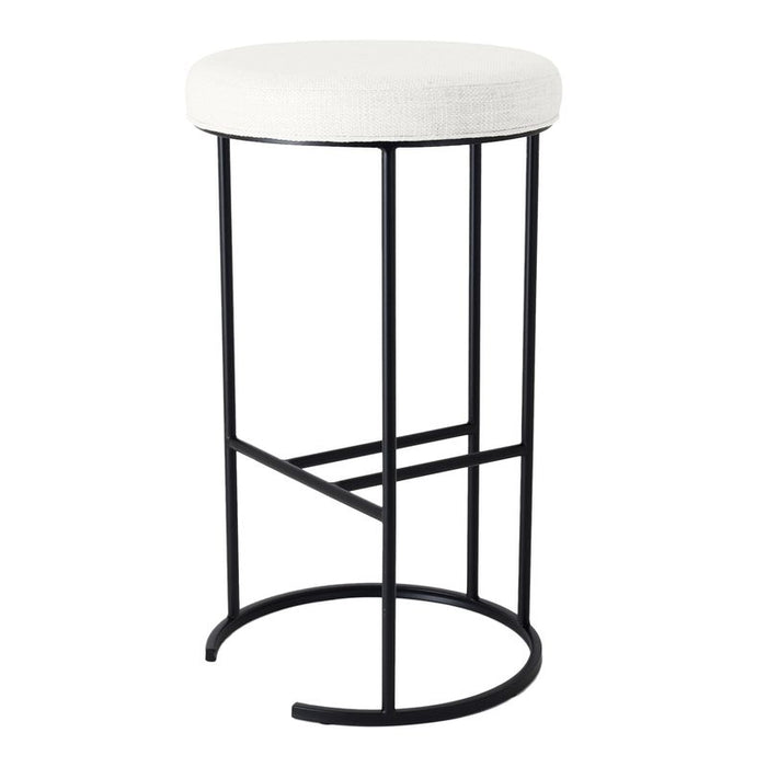 Blackley Black Iron Bar Stool - Natural Linen, 76cm H