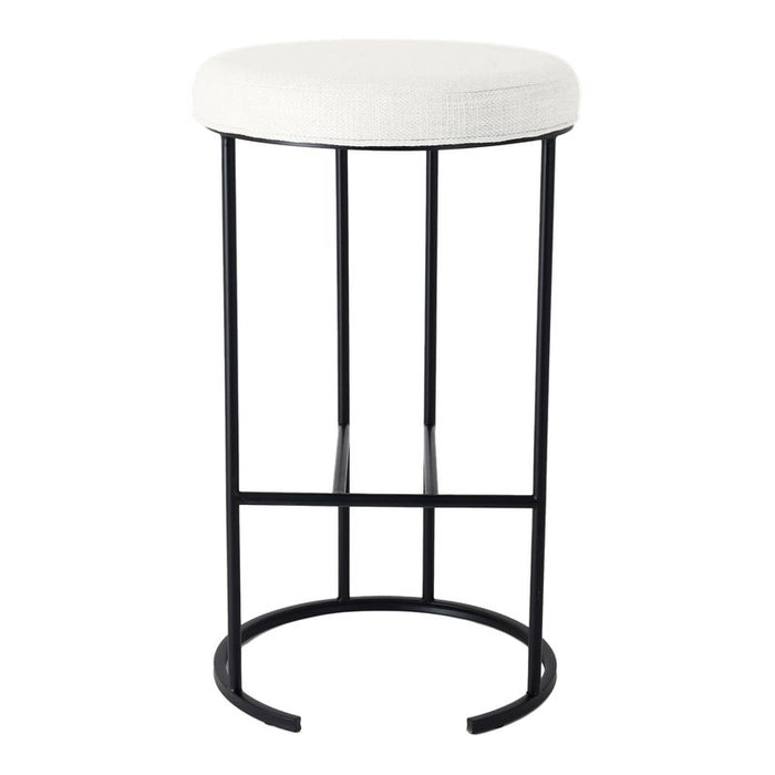 Blackley Black Iron Bar Stool - Natural Linen, 76cm H