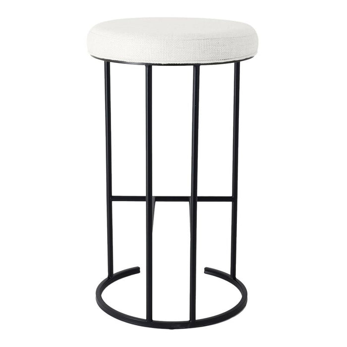 Blackley Black Iron Bar Stool - Natural Linen, 76cm H