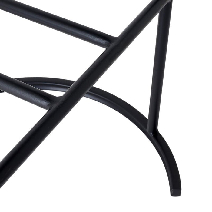 Blackley Black Iron Bar Stool - Natural Linen, 76cm H