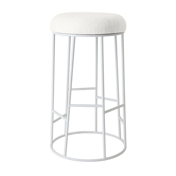 Aiden White Steel Bar Stool - Natural Linen, 76cm H