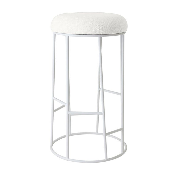 Aiden White Steel Bar Stool - Natural Linen, 76cm H
