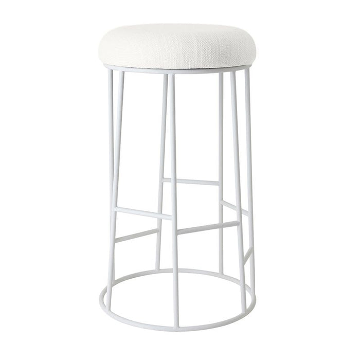 Aiden White Steel Bar Stool - Natural Linen, 76cm H