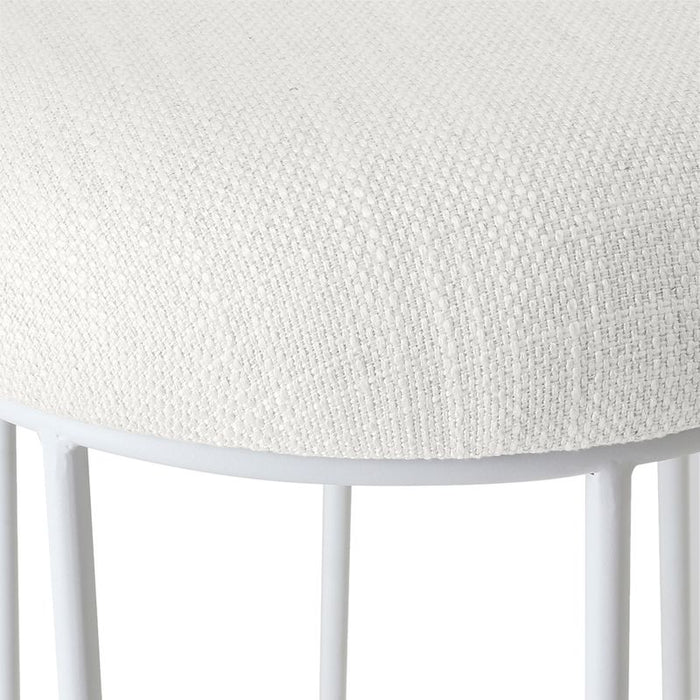 Aiden White Steel Bar Stool - Natural Linen, 76cm H