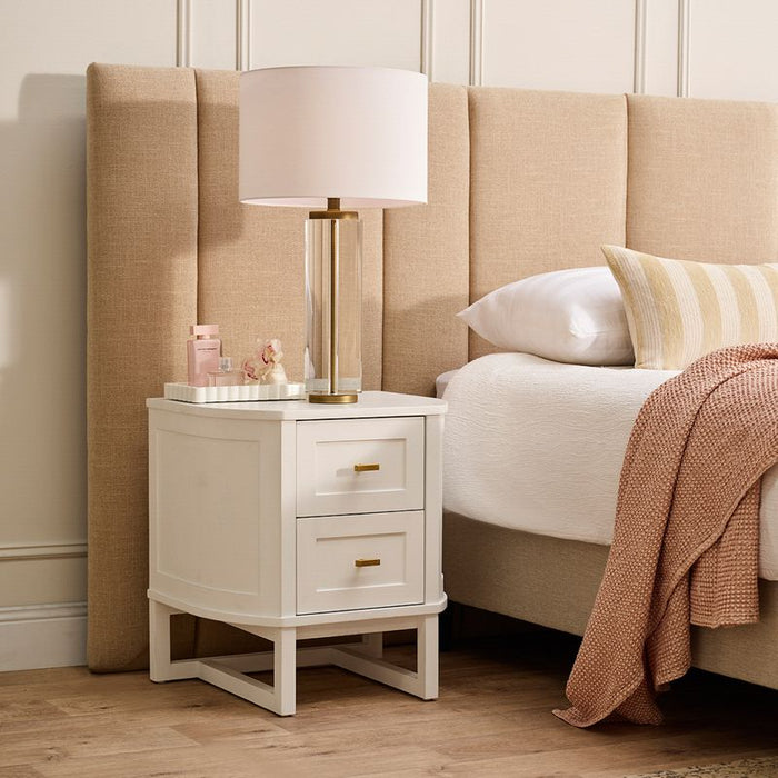 Bronx King Bedhead - Beige, Fabric Wood