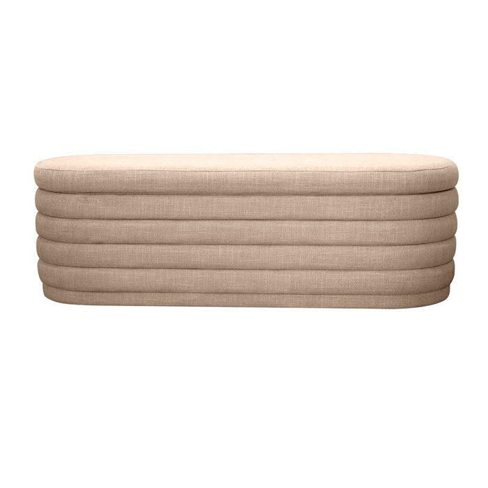 Demi Storage Bench Ottoman - Beige, Fabric