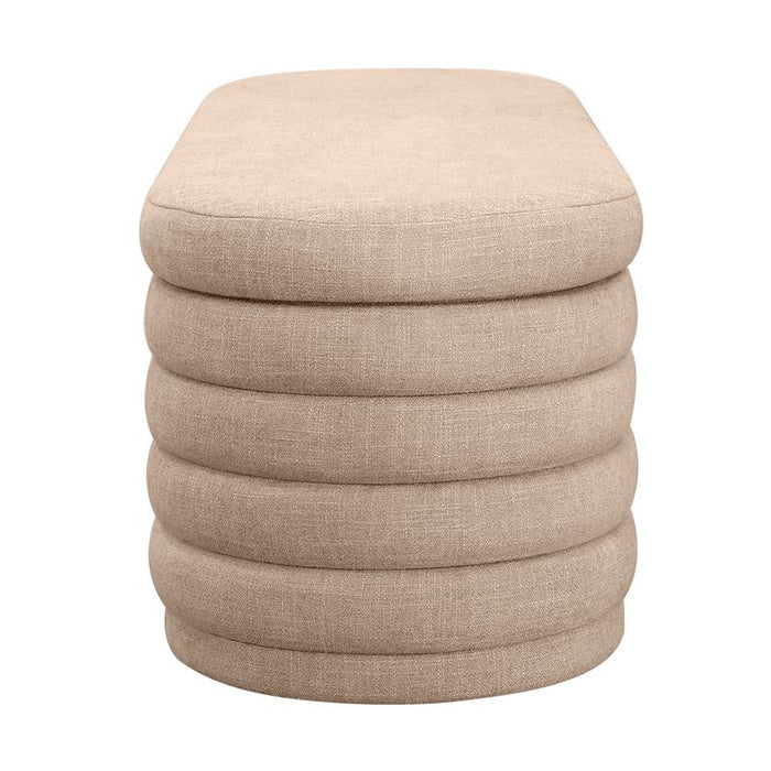 Demi Storage Bench Ottoman - Beige, Fabric