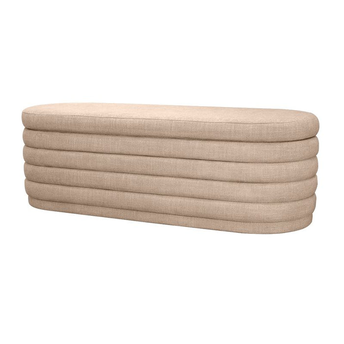 Demi Storage Bench Ottoman - Beige, Fabric