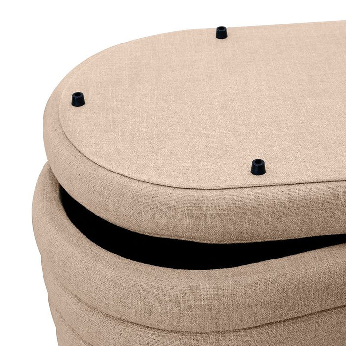 Demi Storage Bench Ottoman - Beige, Fabric