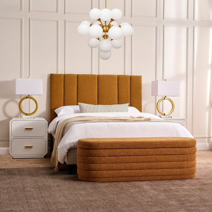 Demi Storage Bench Ottoman - Mustard, Fabric