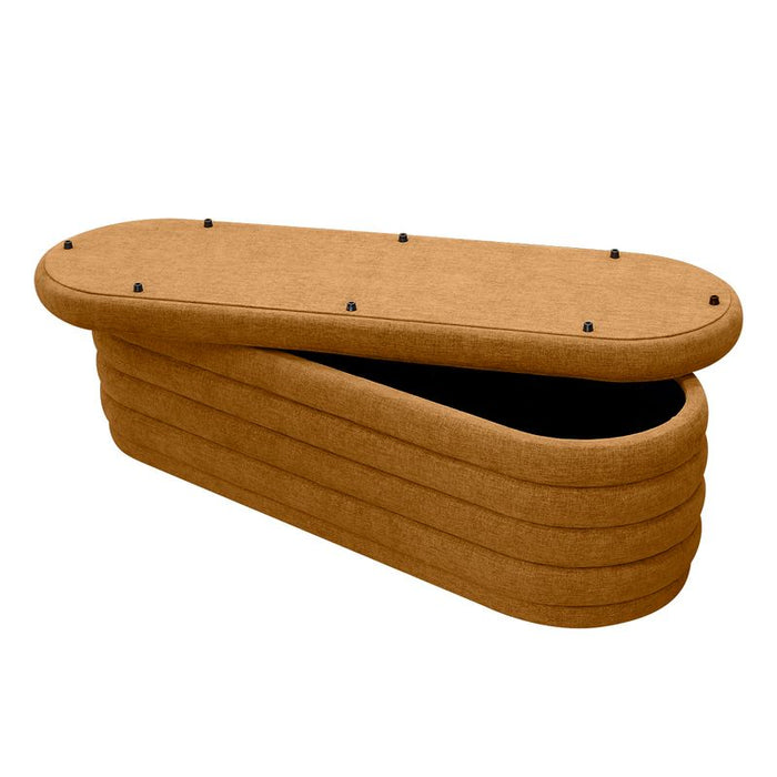 Demi Storage Bench Ottoman - Mustard, Fabric