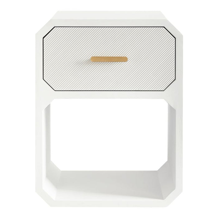 Anderson Bedside Table - Small White, Wood Metal, 65cm H