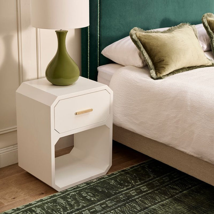 Anderson Bedside Table - Small White, Wood Metal, 65cm H