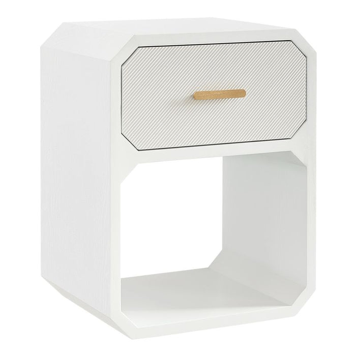 Anderson Bedside Table - Small White, Wood Metal, 65cm H