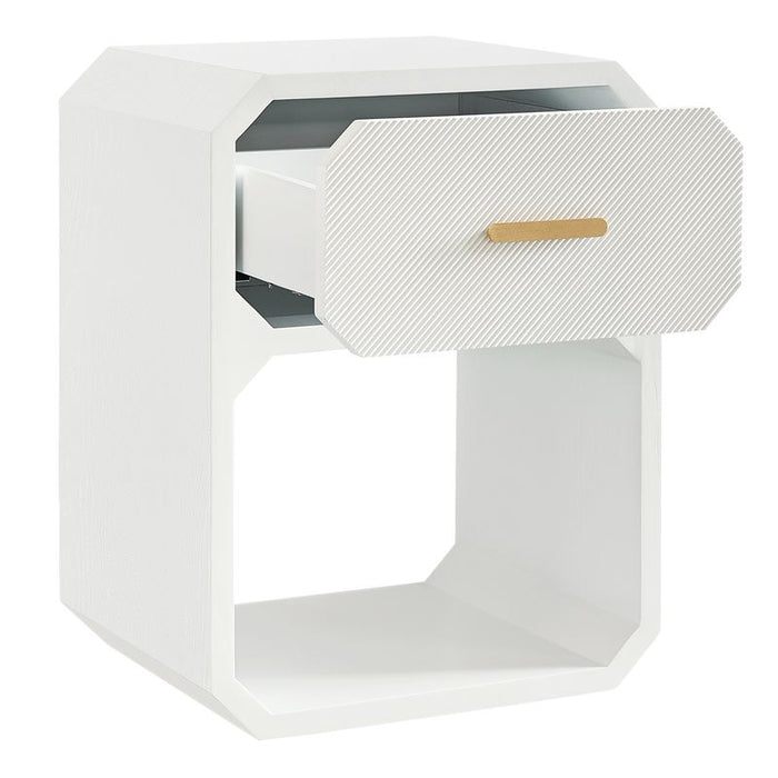 Anderson Bedside Table - Small White, Wood Metal, 65cm H