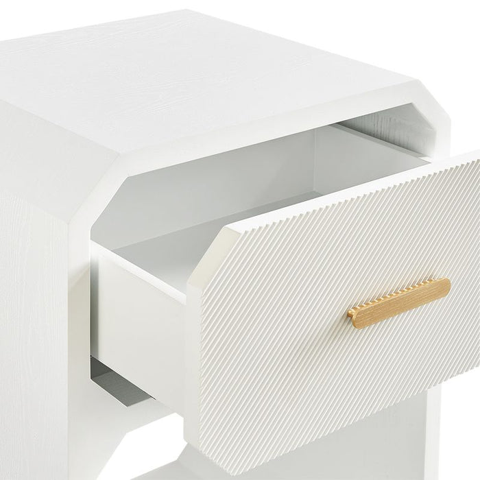 Anderson Bedside Table - Small White, Wood Metal, 65cm H