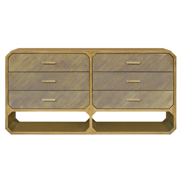 Anderson 6 Drawer Chest - Antique Gold, Wood Metal