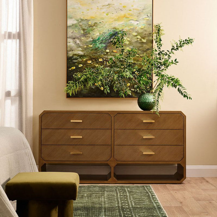 Anderson 6 Drawer Chest - Antique Gold, Wood Metal