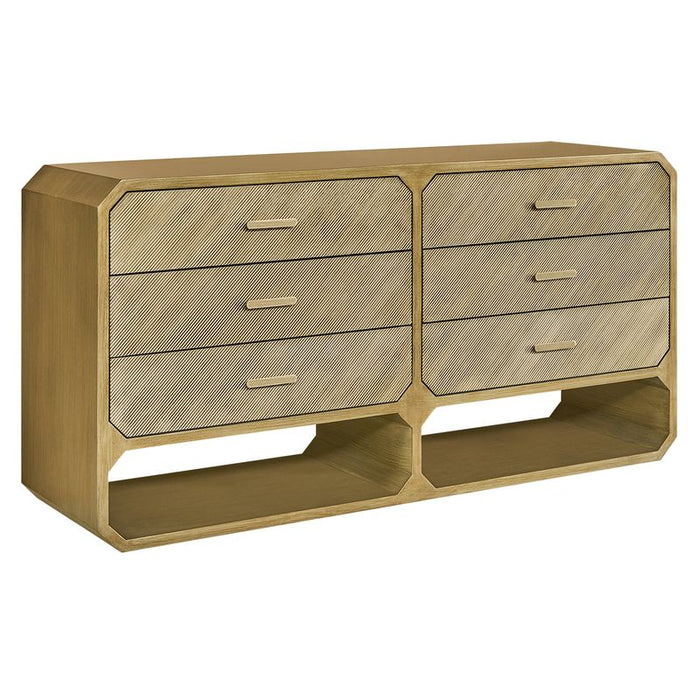 Anderson 6 Drawer Chest - Antique Gold, Wood Metal