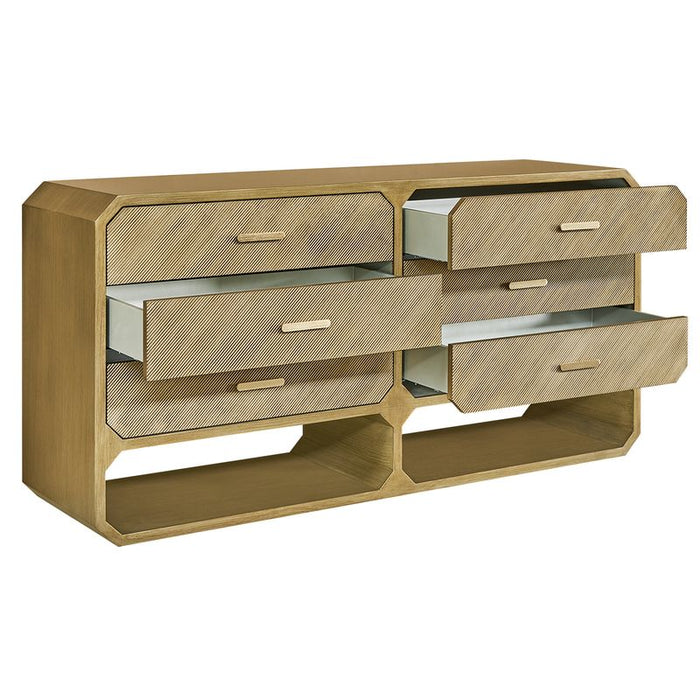 Anderson 6 Drawer Chest - Antique Gold, Wood Metal