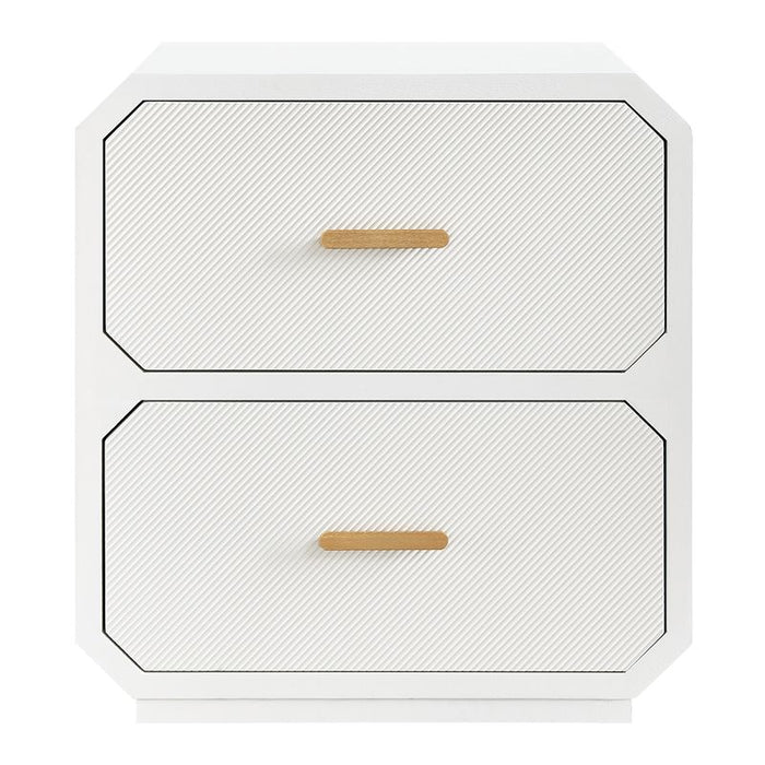Anderson 2 Drawer Bedside Table - White, Wood Metal, 65cm H